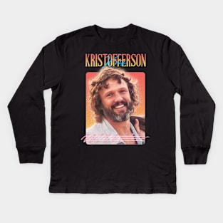 Kris Kristofferson Retro Aesthetics Fan Art Kids Long Sleeve T-Shirt